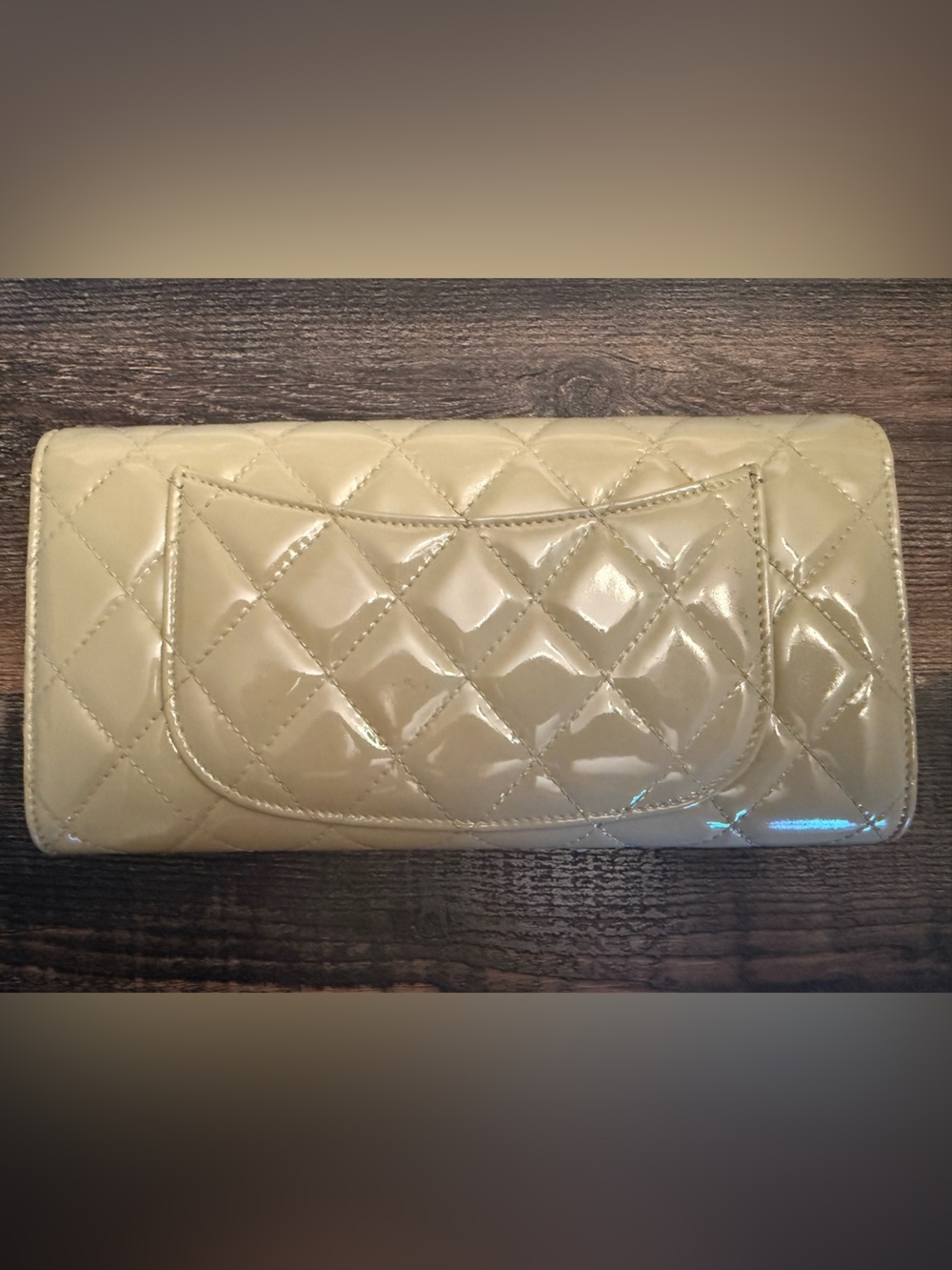 CHANEL Quilted Patent Leather Long Wallet in Light Beige - Picture 3 of 7